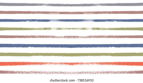 Sailor Stripes Seamless Vector Summer Pattern. Autumn Colors Blue, Turquoise, Pink, Purple, Grey, White Stripes. Hipster Vintage Retro Textile Design. Creative Horizontal Banner. Watercolor Prints.