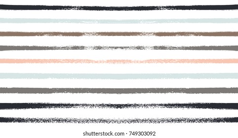 Sailor Stripes Seamless Vector Summer Pattern. Autumn Colors Blue, Turquoise, Pink, Purple, Grey, White Stripes. Hipster Vintage Retro Textile Design. Creative Horizontal Banner. Watercolor Prints.