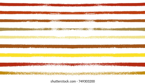 Sailor Stripes Seamless Vector Summer Pattern. Autumn Colors Yellow, Orange, Pink, Purple, Grey, White Stripes. Hipster Vintage Retro Textile Design. Creative Horizontal Banner. Watercolor Prints.