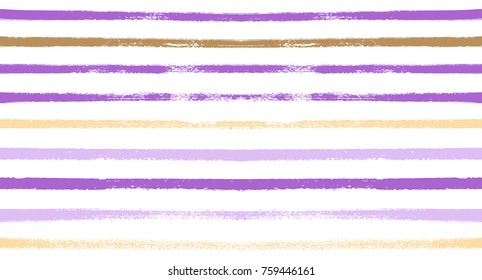 Sailor Stripes Seamless Vector Summer Pattern. Autumn Colors Yellow, Orange, Pink, Purple,   White Stripes. Hipster Vintage Retro Textile Design. Creative Horizontal Banner. Watercolor Prints.
