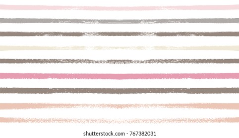 Sailor Stripes Seamless Vector Summer Pattern. Autumn Colors Blue, Turquoise, Pink, Purple, Grey, White Stripes. Hipster Vintage Retro Textile Design. Creative Horizontal Banner. Watercolor Prints.