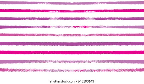 Sailor stripes vector hipster background. Hand painted digital ink brush strokes in pink, purple or violet. Trendy grungy fabric and textile print design, seamless summer pattern.