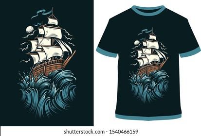 Sailor struggle t-shirt - vector design illustration, it can use for label, logo, sign, sticker for printing for the family t-shirt.