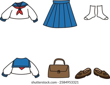 Sailor suit vector illustration material set