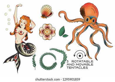 Sailor Tattoo Elements No1 ocean