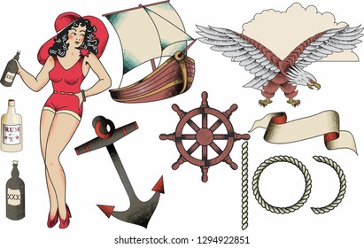 Sailor tattoo elements no2 sailor
