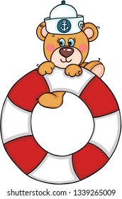 Sailor teddy bear with help save life float
