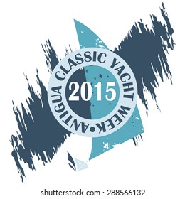 Sailor themed t shirt printing design.Text. Antigua classic yacht week.