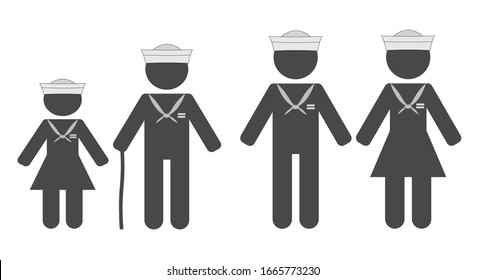 Sailor - toilet sign.
Navy sailor washroom sign.
Modern version of a classic design.