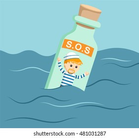 sailor trap in sos bottle