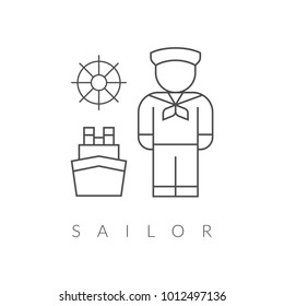 Sailor vector icon, people profession symbol