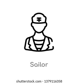 sailor vector line icon. Simple element illustration. sailor outline icon from nautical concept. Can be used for web and mobile