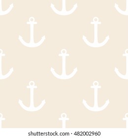 Sailor vector pattern with white anchor on pastel background
