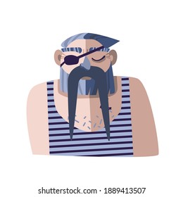 A sailor in a vest with a beard and mustache. The sea wolf.