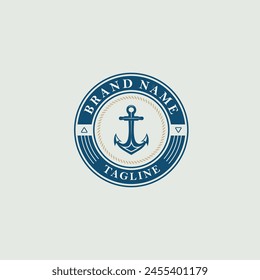 logotipo vintage marinero, fondo blanco del ancla del barco