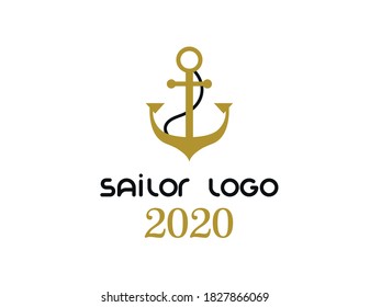 Sailor Vintage Retro Country Emblem Anchor Rope Logo Design 2020.