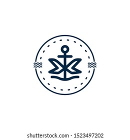 Sailor vintage vector logo design template