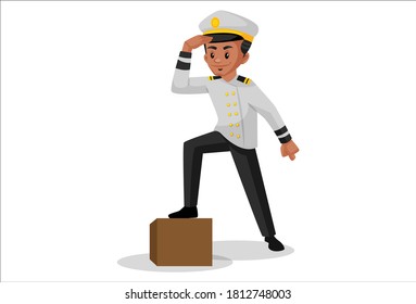 Sailor is watching something. Vector graphic illustration. Individually on a white background.