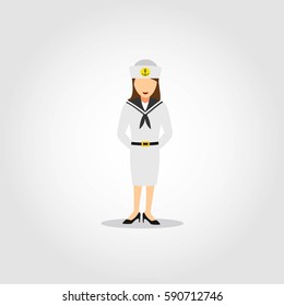Sailor woman Character Design Vector.