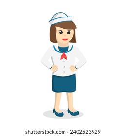 Sailor woman pose design character on white background