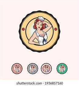 Sailor Women logo badge vector