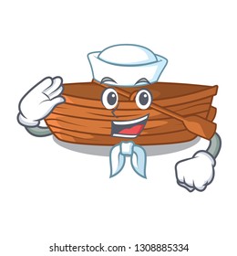 Sailor wooden boat in the cartoon shape