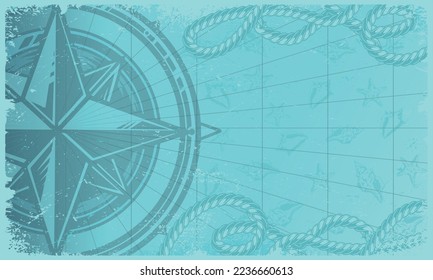 Sailors compass poster monochrome vintage with ropes near ships wooden compass roses for board games decorations vector illustration