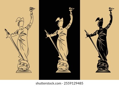 Sailors Monument vector soldier and sailor statue logo illustration line outline