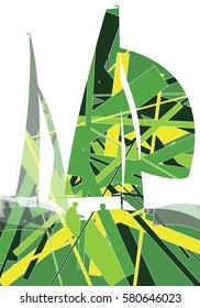 Sailors yachts in sea abstract graphic line mosaic background illustration vector