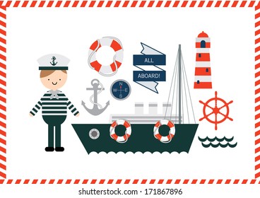 sailor/ship/anchor/nautical vector/illustration