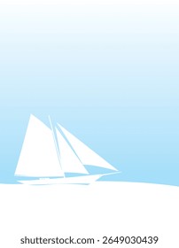 Sails against the blue sky. Sailing yacht. Wind. Sea. Vector image for prints, poster and illustrations.