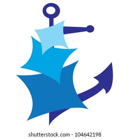 Sails and anchor symbol of sailing