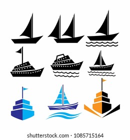 sail,yacht ,sailboat  icon vector