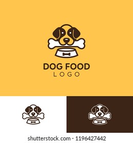 Saimple and cute dog logo with bone and bowl