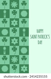 Sain Patrisk's Day banner in trendy Geometric style. Happy Patrick Day Geometry card design. Vector illustration can used web and social media poster, greeting card and brochure cover. EPS 10 