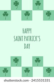 Sain Patrisk's Day banner in trendy Geometric style. Happy Patrick Day Geometry card design. Vector illustration can used web and social media poster, greeting card and brochure cover. EPS 10 