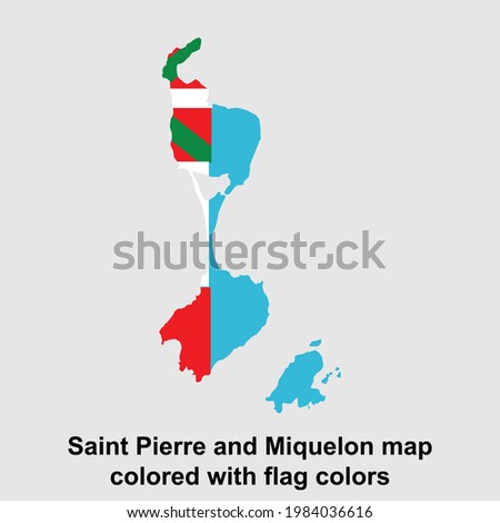 Sain Pierre and Miquelon map colored with flag colors isolated vector illustration