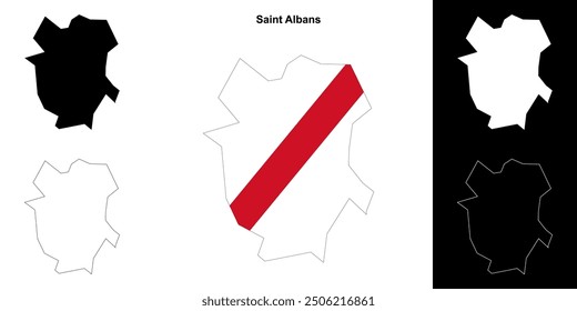 Saint Albans blank outline map set