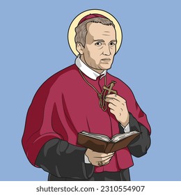 Saint Alfonso Maria de Liguori Colored Vector Illustration

