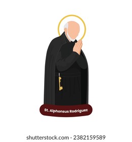 Saint Alphonsus Rodriguez vector illustration. Feast October 31st. Catholic Saint.