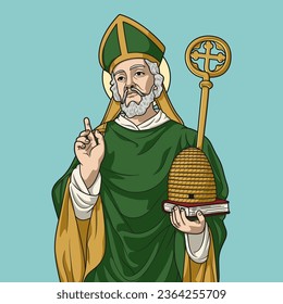 Saint Ambrose Bishop of Milan Colored Vector Illustration