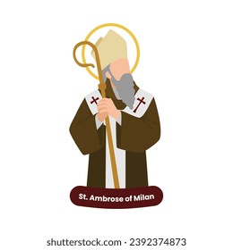 Saint Ambrose of Milan vector illustration. Feast December 7th. Catholic Saint.