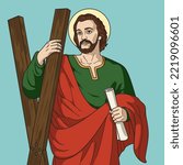Saint Andrew the Apostle Colored Vector Illustration