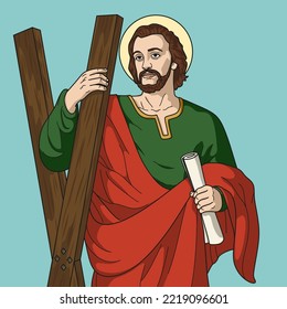 Saint Andrew the Apostle Colored Vector Illustration