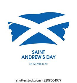 Saint Andrew's Day Poster with grunge scottish flag icon vector. Paintbrush Flag of Scotland icon isolated on a white background. November 30. Important day