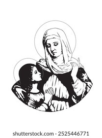 Saint Anne and Child Virgin Mary Illustration Catholic religious vector