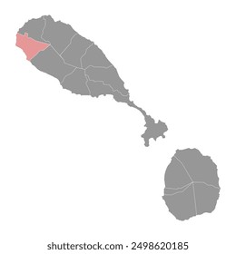 Saint Anne Sandy Point Parish map, Saint Kitts and Nevis.
