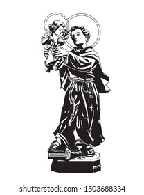 Saint Anthony and baby Jesus vector Catholic Illustration