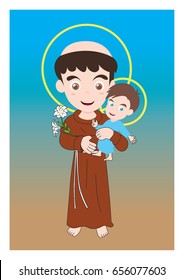 Saint Anthony cartoon vector catholic 