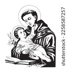 Saint Anthony with child Jesus Vector catholic religious Illustration